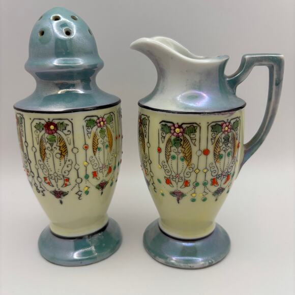Art Deco Muffineer Lusterware Hand Painted Sugar Shaker Creamer Made in Japan - Picture 5 of 8